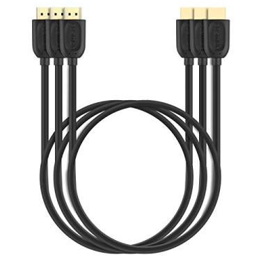 Imagem de Cabo HDMI Fosmon 4K 3 pés (3 unidades), banhado a ouro ultra alta velocidade [10,2 Gbps UHD 2160p@30Hz 3D HD 1080p] suporta Fire TV, Apple TV, Ethernet, retorno de áudio, Xbox PlayStation PS3 PS4 PC