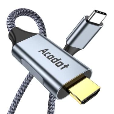 Imagem de Cabo USB C para HDMI 【4K a 60HZ】 1,8 m, Acodot banhado a ouro adaptador USB tipo C para HDMI cabo de nylon trançado Thunderbolt 3 compatível com Home Office MacBook Pro, iMac, iPad Air 4, iPad Pro 2020, Chromebook