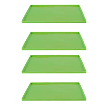 Imagem de resistência a altas temperaturas de grau alimentício,4 peças tapetes desidratador de silicone, folhas de desidratador de frutas, tapete de cozimento antiaderente (Green)