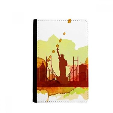Imagem de USA America New York City Liberty Suporte de passaporte aquarela Notecase Burse carteira capa porta-cartão, Multicolor