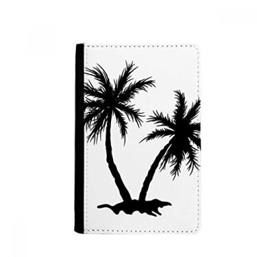 Imagem de Porta-passaporte Beach Coconut Tree contorno preto Notecase Burse carteira capa porta-cartão, Multicolor