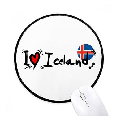 Imagem de DIYthinker I Love Iceland Word Flag Love Heart Illustration Mouse Pad Desktop Office Round Mat para Computador
