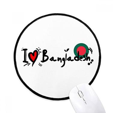 Imagem de I Love Bangladesh Palavra Bandeira Amor Coração Ilustração Mouse Pad Desktop Office Tapete Redondo para Computador