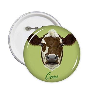 Imagem de Broche de animal de vaca leiteira doméstica marrom e branco emblema de botão decoração acessório 5 peças