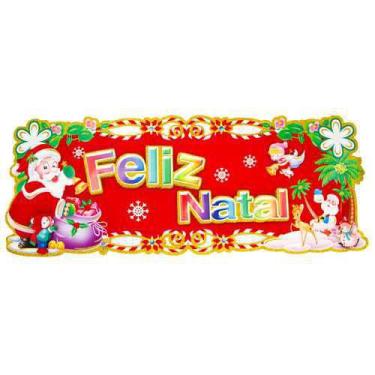 Imagem de Enfeite De Natal De Papel Placa 3D 63X24cm - Wincy