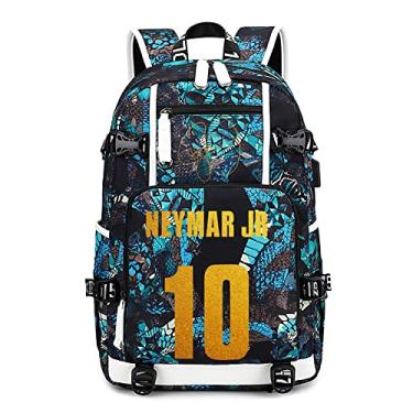 Imagem de YUNZYUN Mochila multifuncional de jogador de futebol N-eymar para fãs de laptop de viagem bolsa multicolorida para homens e mulheres, Azul claro - 1, Free Size