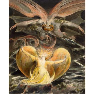 Imagem de O Grande Dragão Vermelho e a Mulher Vestida Como o Sol (1810) de William Blake, 75 x 92 cm, Tela Canvas Para Quadro