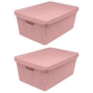 Imagem de Kit 2 Caixas Organizadoras Multiuso Decorativa Juta Rosa 15L 3128 JAGUAR
