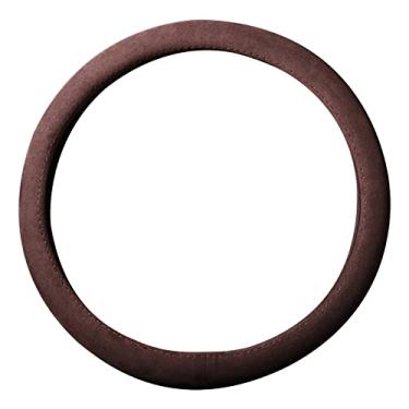 Imagem de Alfanxi Capa de volante de material universal Alcantara compatível com BMW Benz Ford Chevrolet Ram Toyota a maioria dos modelos de carros (marrom, tipo O)