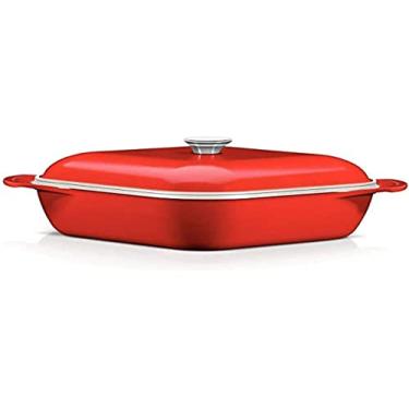 Imagem de Tramontina Cacarola Quadrada 28Cm 5,5L Lyon Vermelho - Aluminio C/Rev Antiaderente E Silicone