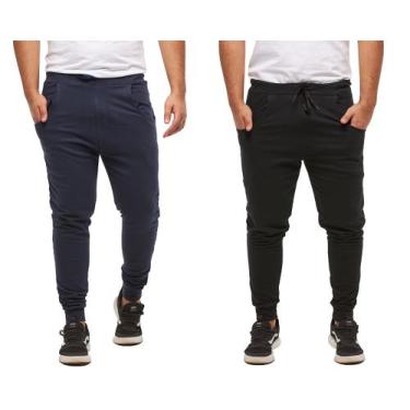 Imagem de Kit Com 02 Calças De Moletom Masculina Slim Skinny Sport Luxo - Wooks