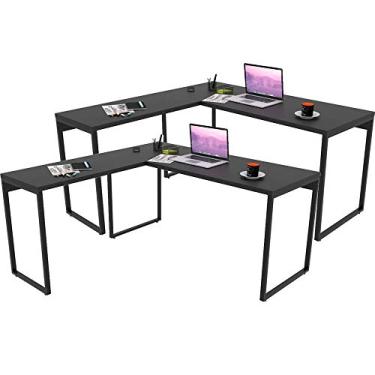 Imagem de Kit 02 Mesas Para Escritório Home Office Estilo Industrial em L Form C01 150x150 Preto Onix - Lyam Decor