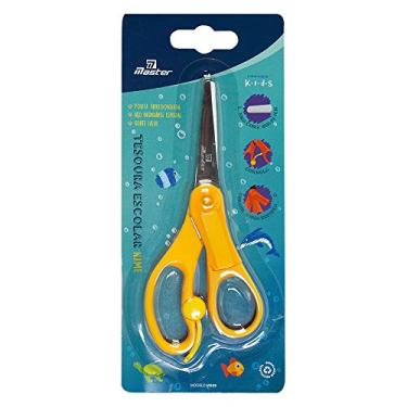 Imagem de Tesoura Escolar- Ponta Arredondada - Inox - 133Mm C/Régua - Cabo -Três Dedos -C/Tag E Mola- Master, MK09, Caixa Com 12 Unidades - Cores Diversas