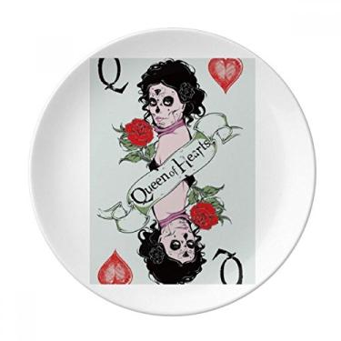 Imagem de Cartas de baralho Q Ilustration Padrão Prato Decorativo Porcelana Salver Talheres Prato de jantar