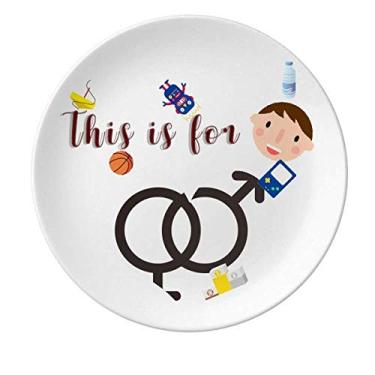 Imagem de Diferença de gênero igualdade entre homens e mulheres prato de porcelana arco-íris jantar redondo menino homem