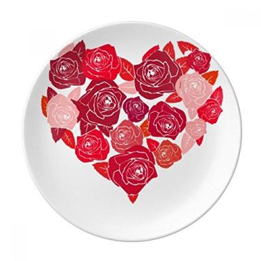 Imagem de Prato de Dia dos Namorados Rosa em forma de coração decorativo de porcelana Salver Prato de jantar