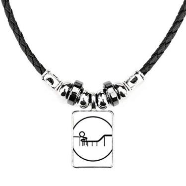 Imagem de DIYthinker Colar de montanha-russa com contorno do parque de diversões, joia com pingente de corda de couro