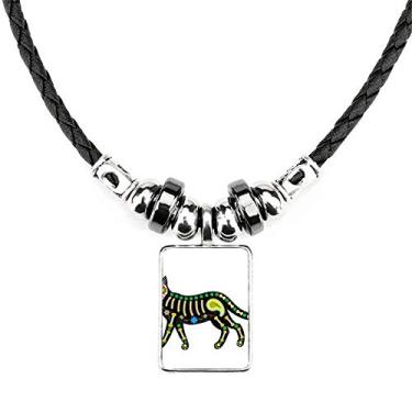 Imagem de DIYthinker Colar de coração de osso gato preto Halloween terror joia torque pingente de corda de couro