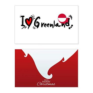 Imagem de I Love Greenland Palavra Bandeira Love Heart Ilustration Holiday Merry Christmas Cartões de parabéns Mensagem de Natal