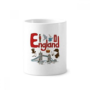 Imagem de Suporte para caneta de escova de dentes com estampa de marco nacional da Inglaterra com suporte de cerâmica