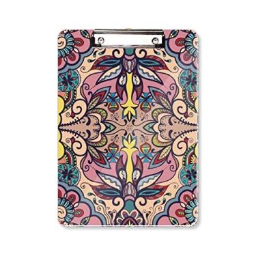 Imagem de Padrão europeu flores folhas prancheta pasta, bloco de escrita A4