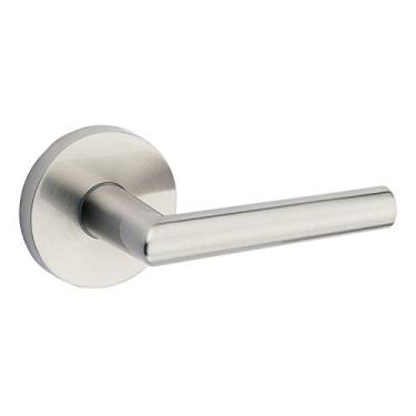 Imagem de Kwikset Maçaneta de porta de Milão 91540-003 com design redondo moderno e contemporâneo para passagem de corredor ou armário em níquel acetinado