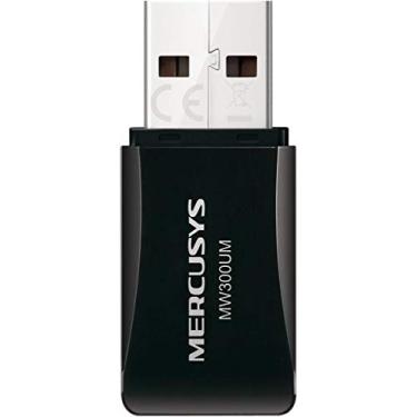 Imagem de Mini Adaptador USB Mercusys MW300UM Wireless N 300Mbps, Preto