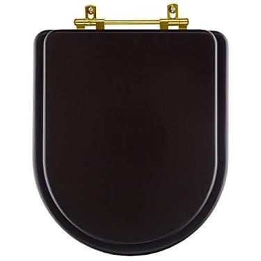 Imagem de Assento Sanitário Poliéster Link Marrom Fosco para vaso Deca Com Ferragem Dourada
