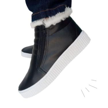 Imagem de Bota De Neve Feminina Inverno Impermeável Lã Forrada Botinha Confortável Tenis Forrado (35-BR, Preto)