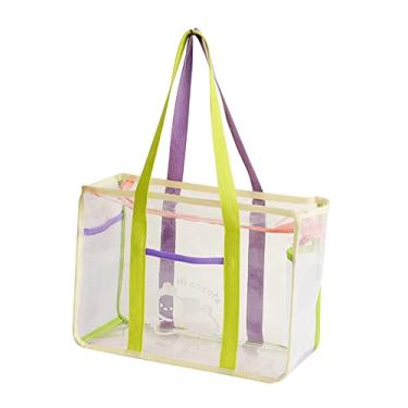 Imagem de Tachiuwa Bolsa de praia transparente com bolso frontal bolsa de armazenamento leve bolsa de ombro bolsa transparente para férias de natação acampamento banho, Tolet