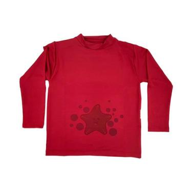 Imagem de Camiseta Protkids Proteção Uv Crianças 4 Anos Vermelha - Mar & Cia