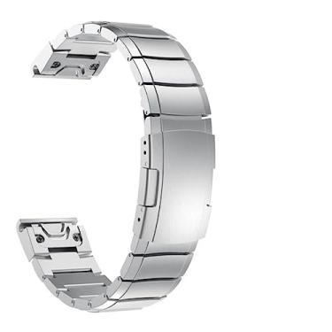 Imagem de EKSIL 20 22 26mm pulseira de relógio para Garmin Fenix 7S 7 7X 6S 6 6X Pro 5S 5X 5 Plus pulseira de aço inoxidável de liberação rápida smartwatch pulseira (cor: prata, tamanho: 26mm Fenix 6X 6X Pro)
