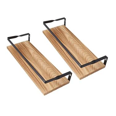 Imagem de Prateleiras de parede flutuantes, placa de madeira de pinho multiuso resistente estilo simples fácil de instalar rack de armazenamento flutuante para cozinha (marrom claro)