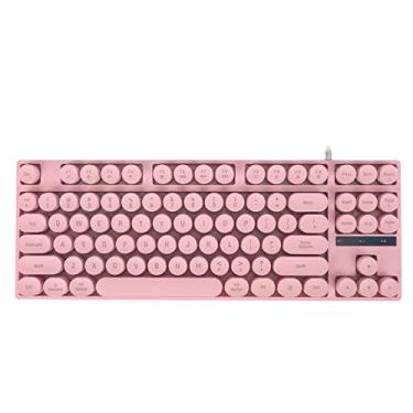 Imagem de Teclado para Jogos, Teclado Redondo Com 87 Teclas Com Fio USB, Teclado para Laptop Com Sensação de Toque Mecânico Ergonômico Retroiluminado Colorido, para XP OS X (Rosa)