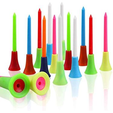 Imagem de Crestgolf Camisetas de golfe de plástico com almofada de borracha, cores mistas, pacote com 50 peças (6 cm)