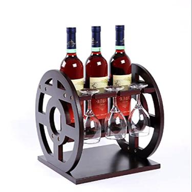 Imagem de Racks de vinho Rack de vinho de madeira maciça independente Rack de vinho de estilo europeu Rack de vinho doméstico para sala de estar, adequado para bar, rack de vinho doméstico para vermelho e