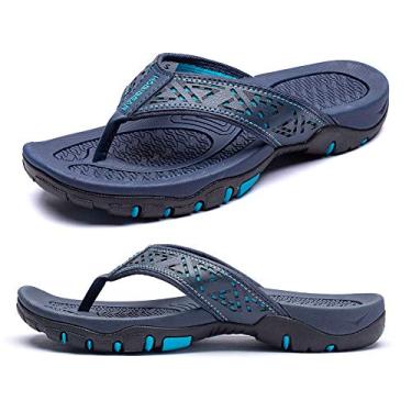 Imagem de Chinelo de dedo masculino de verão KIIU com palmilha ortopédica, 46M, azul