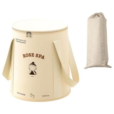 Imagem de menolana Bacia de pé dobrável dobrável banheira de pé banheira de imersão spa balde recipiente de água para viagens pedicure imersão pés acampamento, branco