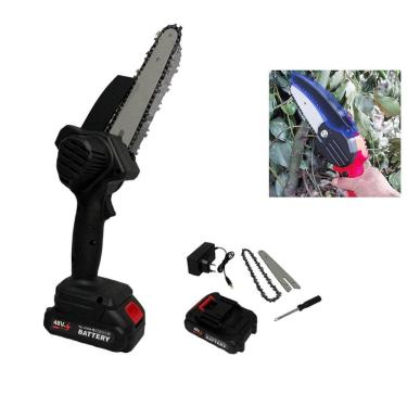 Imagem de Mini Motosserra Eletrica 48V Bateria Recarregavel Sem Fio 6 Polegadas Corta Lenha Bambu Potente