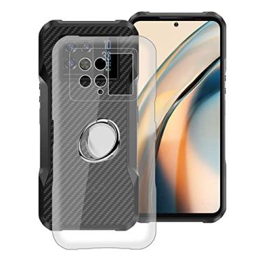 Imagem de HHUAN Capa de telefone para Doogee V20 (6,43 polegadas), com suporte de anel de dedo de rotação de 360 graus, silicone transparente à prova de choque X antiarranhões, capa macia de TPU para Doogee V20