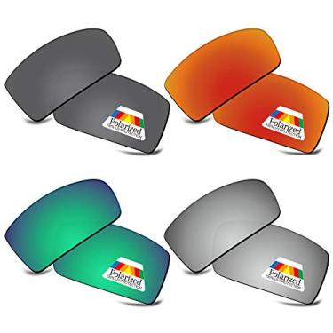 Imagem de Bwake Lentes de reposição para óculos de sol Oakley Gascan - preto + prata + verde + vermelho fogo polarizado