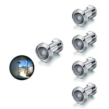 Imagem de TOGU TG2814YG-PH Lente de vidro HD de latão sólido com certificação UL 220 graus visor de porta olho mágico com capa de privacidade resistente para portas de 3,5 a 6,3 cm, acabamento cromado polido, 5 conjuntos