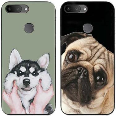 Imagem de 2 peças Husky Pug Dog impresso TPU gel silicone capa de telefone traseira para Alcatel Series (Alcatel 1S 2019)