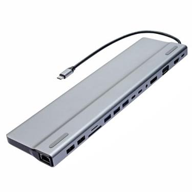 Imagem de Estação de ancoragem 3 para laptop, Bytecc USB C, Docking Station, monitor duplo com Ethernrt, HDMI 4K, DP, USB, VGA, SD/TF, RJ45, 3,5 mm, compatível com HP/Dell/Lenovo (15 em 1)