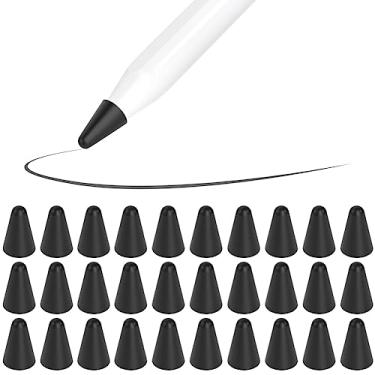 Imagem de SIXFU Capa compatível com Apple Pencil Tips, protetor de pontas de silicone para Apple Pen 1 e 2 gerações iPencil ponta de papel acessórios (preto * 30)
