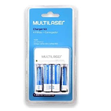 Imagem de Carregador de Pilha AA e AAA Multilaser Mais 4 Pilhas AA e AAA Recarregaveis