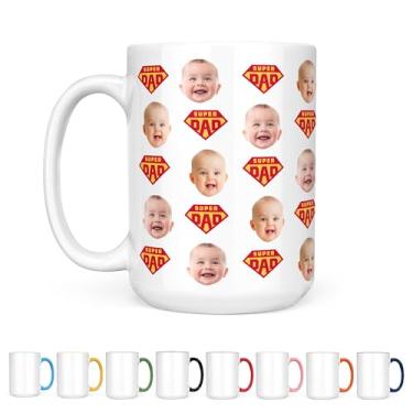 Imagem de Caneca de café personalizada, presente de dia dos pais, presentes personalizados para o pai, carregue sua foto, 9 cores de alça, fotos personalizadas com bebê - D4