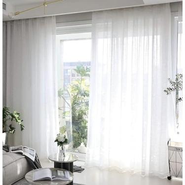Imagem de Cortina Linho Flame Gaze Trilho Suíço 4,00x2,80 Sanca Alta (Branco)