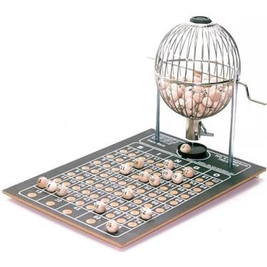 Imagem de Jogo De Bingo Completo Globo Nº2 Metal Madeira Profissional 1 A 75
