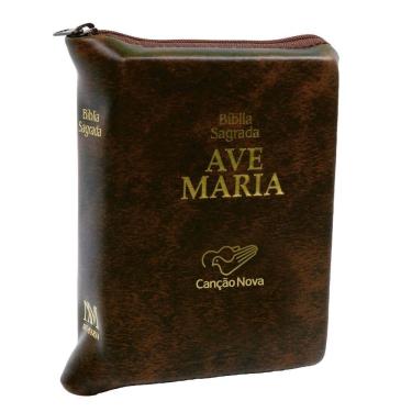 Imagem de Livro bíblia ave maria média com zíper  marrom